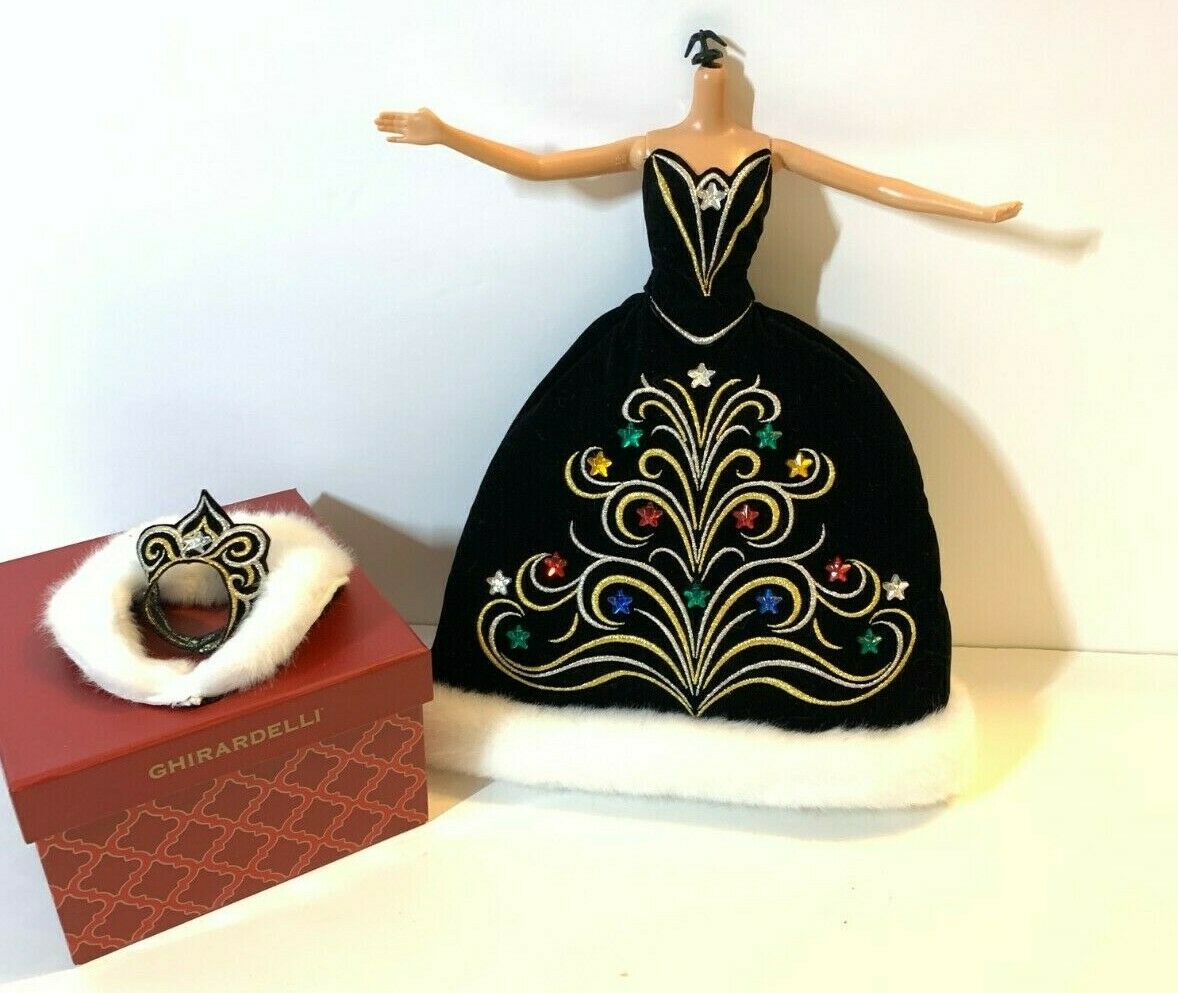 Black Velvet And Gold Bob Mackie Ball Gown Evening Dress Fits Barbie Doll