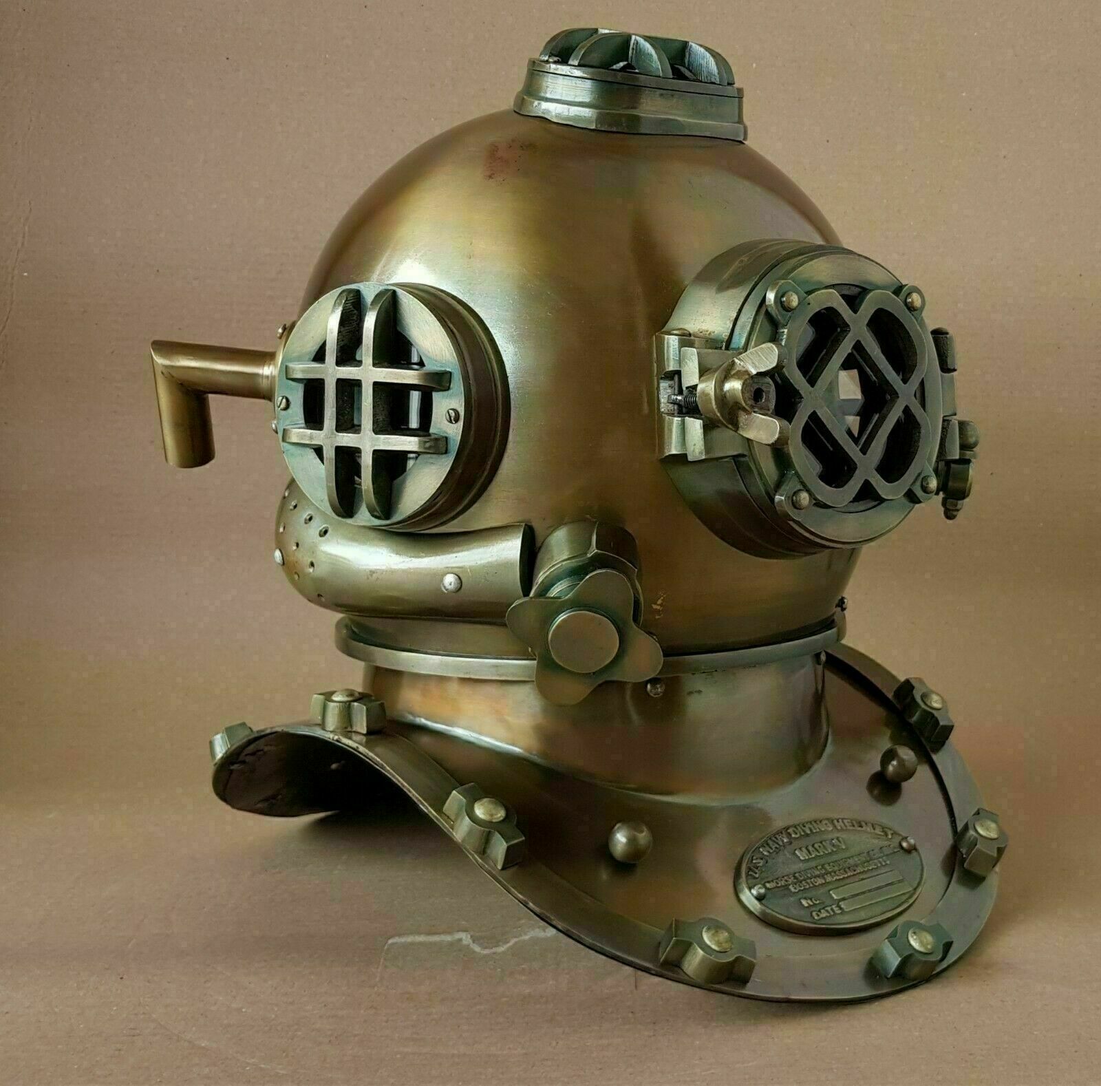 Antique 18" Diving Vintage Boston Mark Morse Navy Deep Sea Divers Helmet Replica