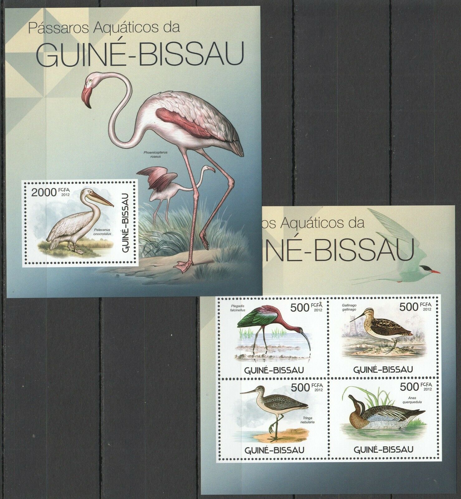Bc449 2012 Guinea-bissau Fauna Water Sea Birds Passaros Aquaticos Bl+kb Mnh
