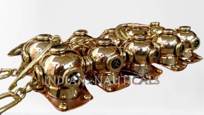 Lot Of 10 Solid Brass Mini Scuba Diving Divers Helmet Key Chain Key Ring Gift