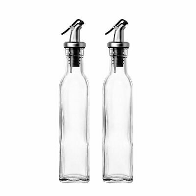 Set Of 2 - Oil And Vinegar Cruet Glass Bottles With Dispensers 250ml By Juvale