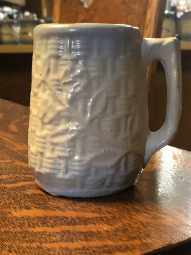 Brush Mccoy 1900 Basket Weave Morning Glory Or Willow  Stoneware Pottery Mug