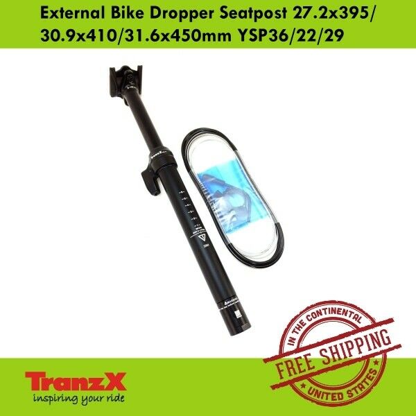 Tranzx External Bike Dropper Seatpost 27.2x395/30.9x410/31.6x450mm Ysp36/22/29